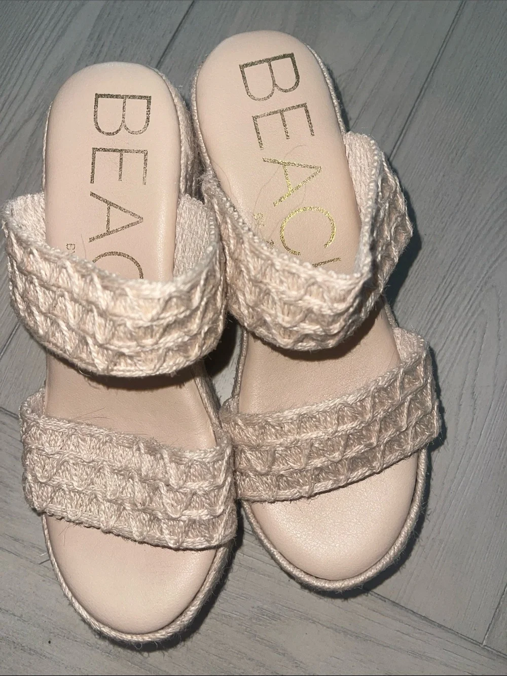 Matisse Cream Braided Platform Slide Sandals